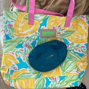 Lilly Pulitzer Women's Floral Tote Bag - Multicolor and free makeup bag